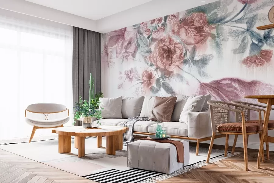 Papier peint photo Délicate composition florale pastel w00389