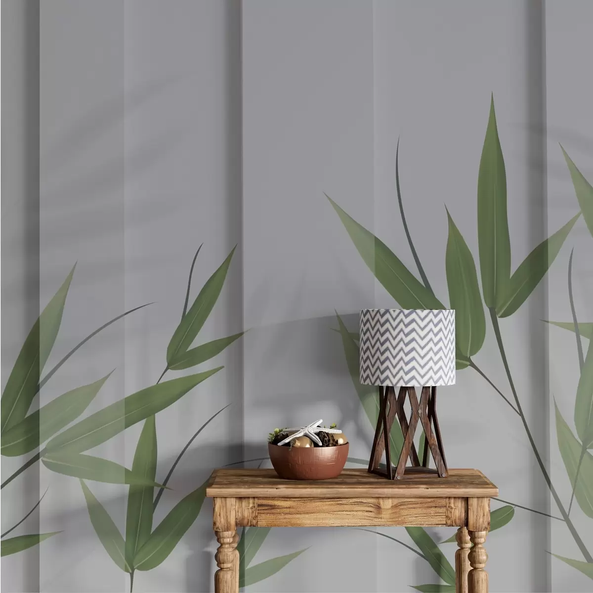 Fotobehang Weelderige bladeren tegen zachte achtergrond w00777