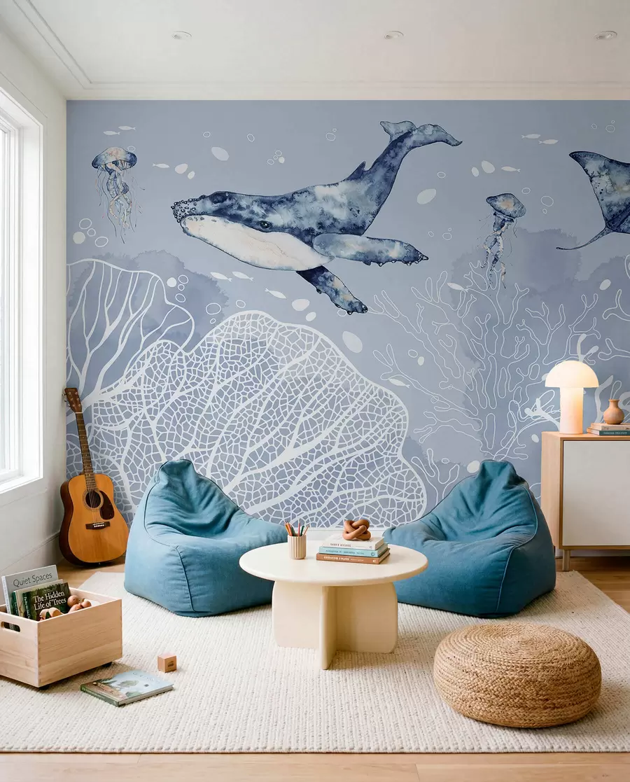 Fotobehang Walvis boven wit koraal w00848