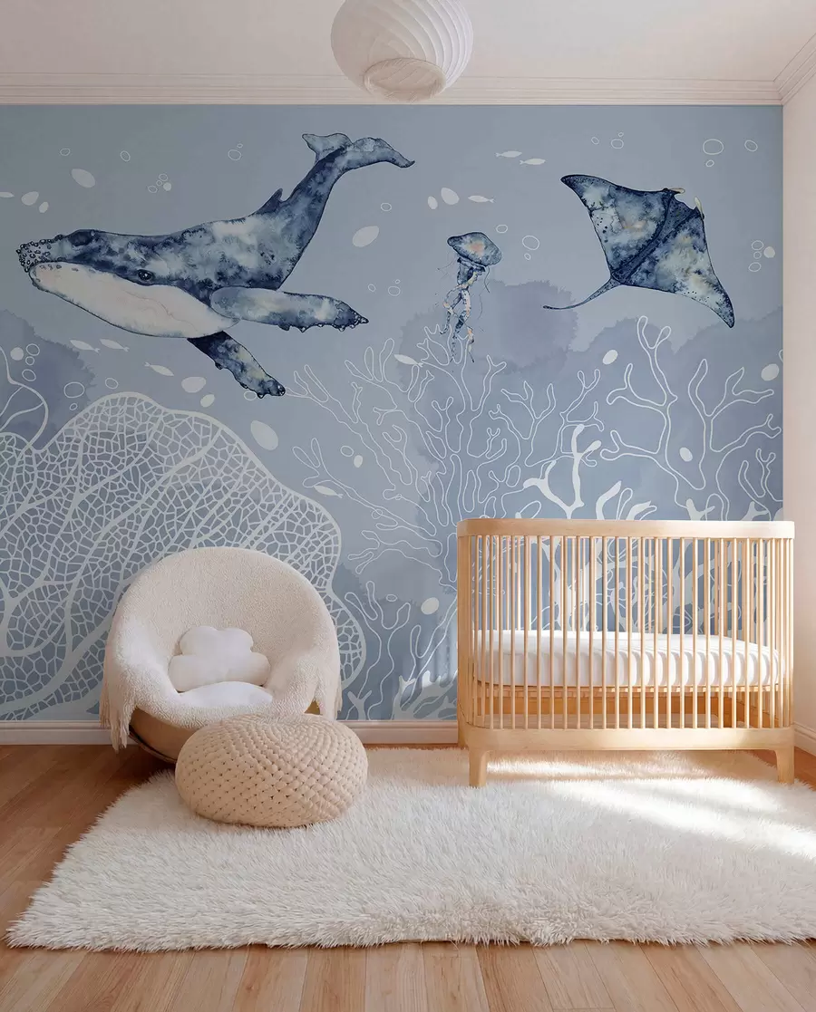 Fotobehang Walvis boven wit koraal w00848