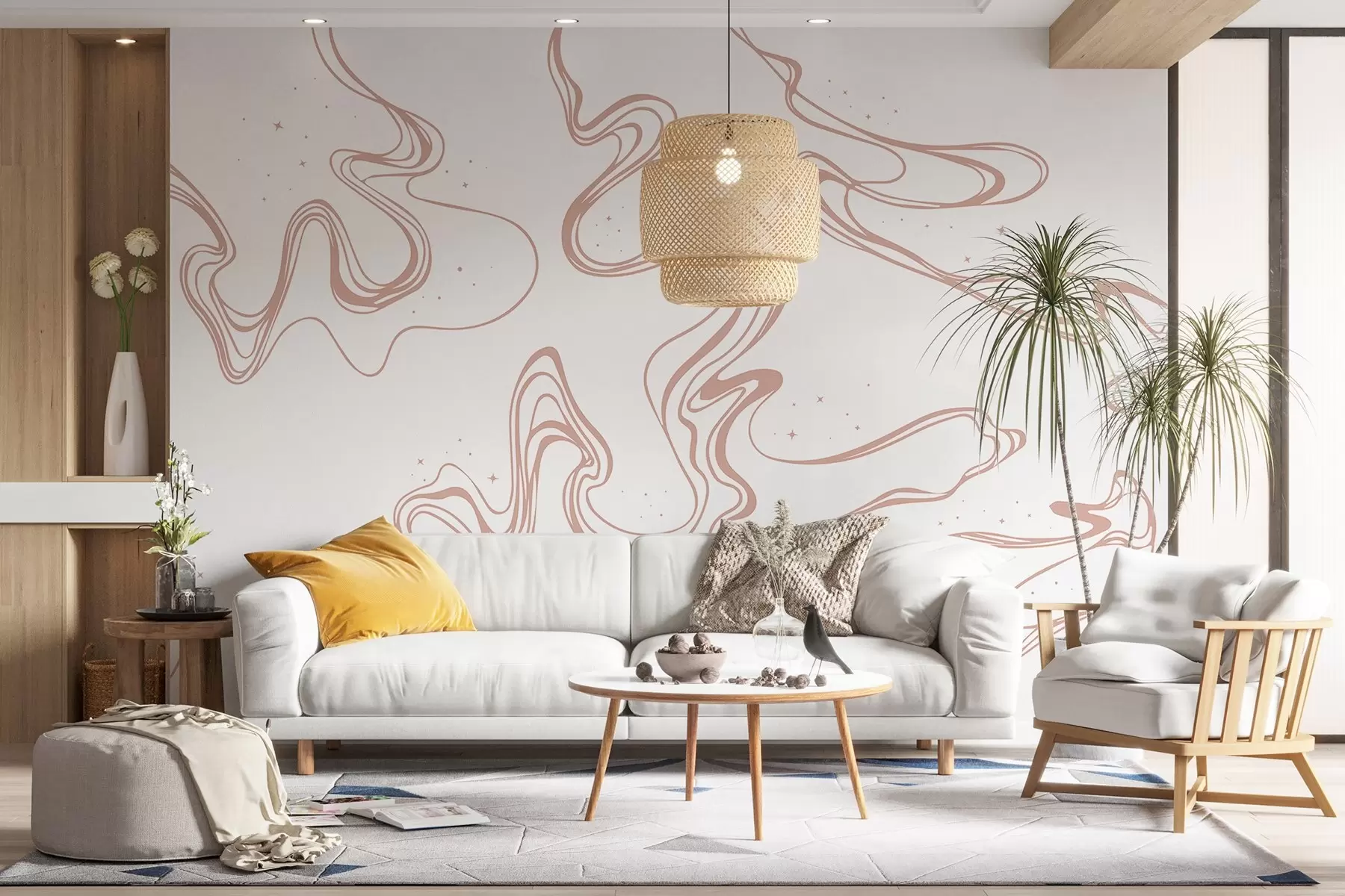 Fotobehang Elegante swirls op een wit canvas w00929