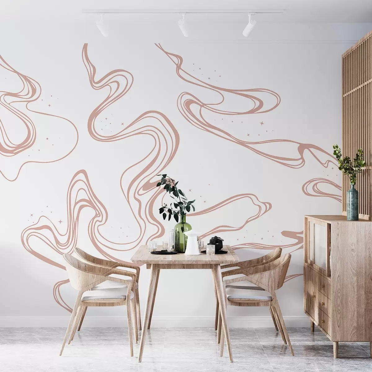 Fotobehang Elegante swirls op een wit canvas w00929