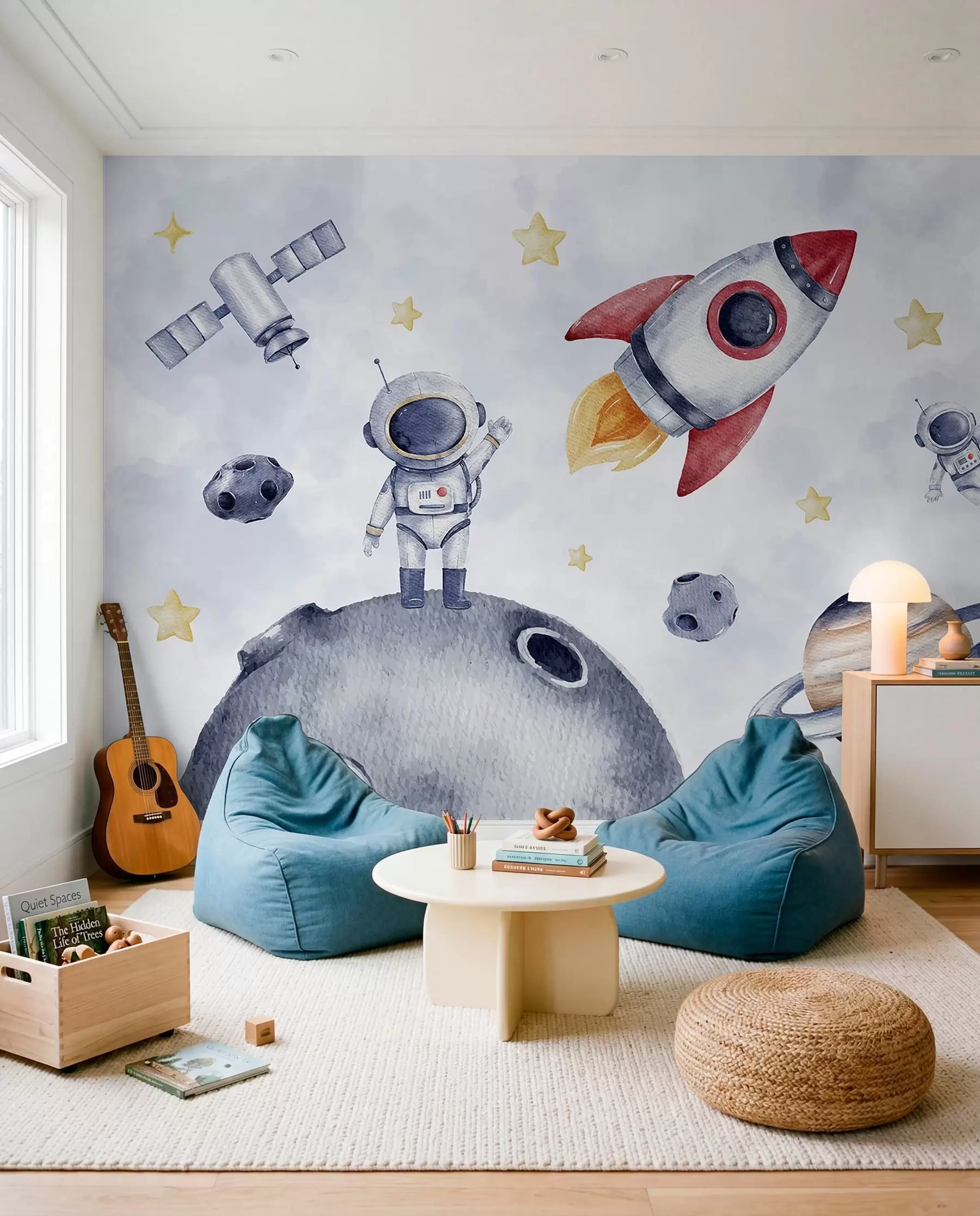 Fotobehang Kleine astronauten op reis w01461