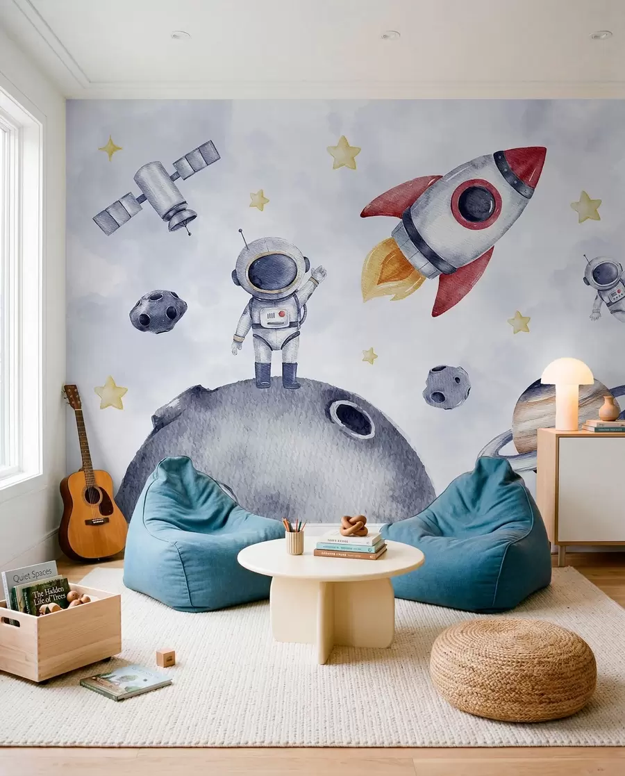 Fotobehang Kleine astronauten op reis w01461