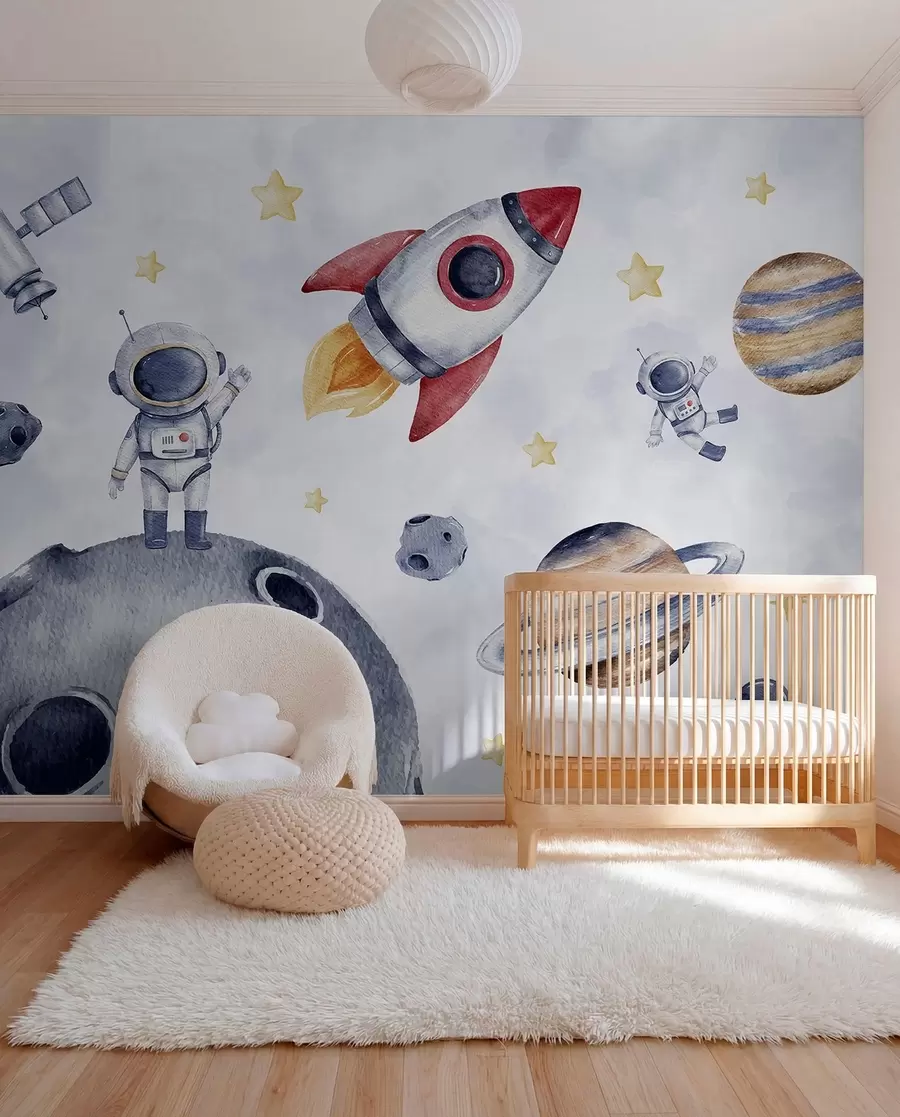 Fotobehang Kleine astronauten op reis w01461
