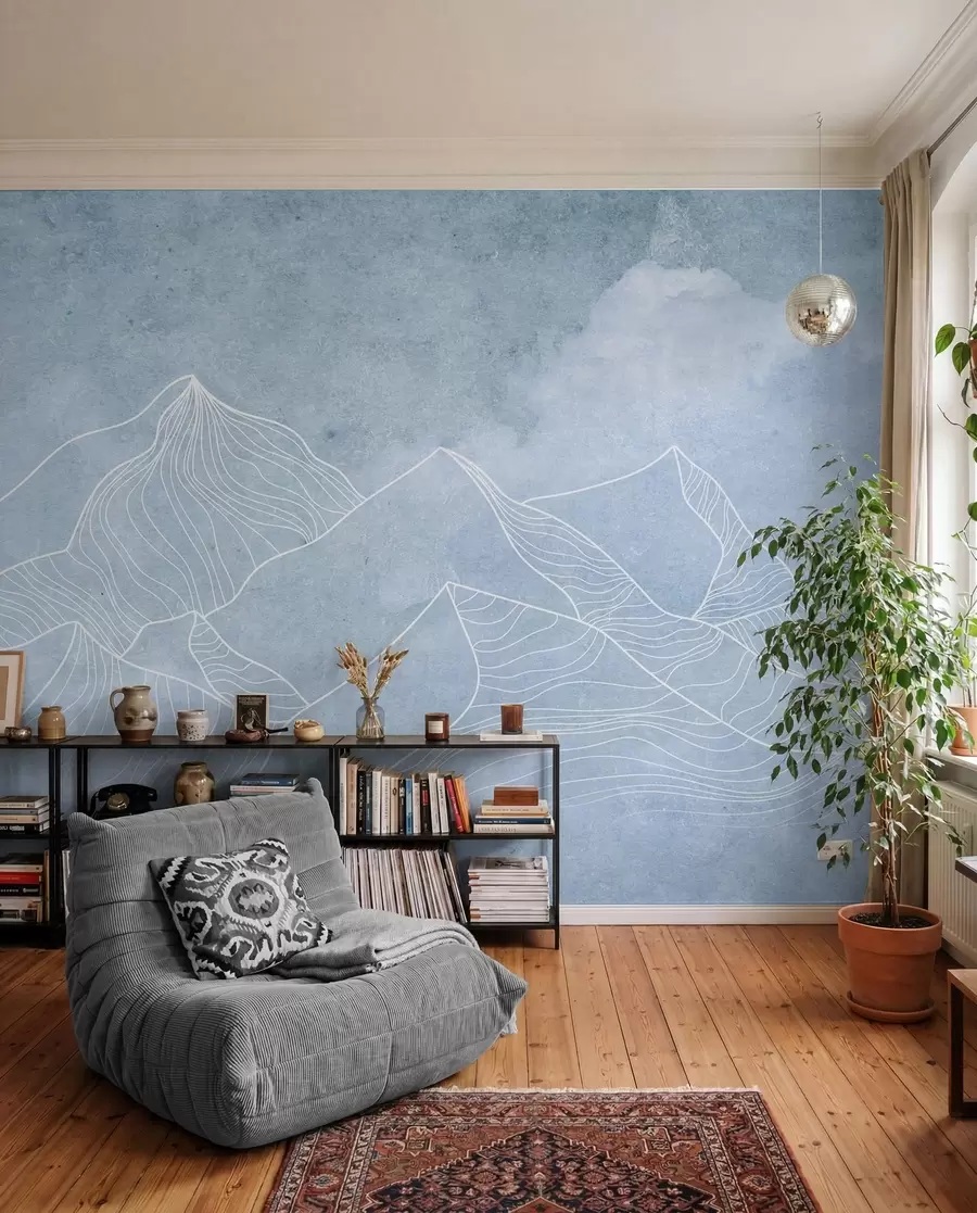 Fotobehang Serene bergen in zachtblauwe tinten u98839v1