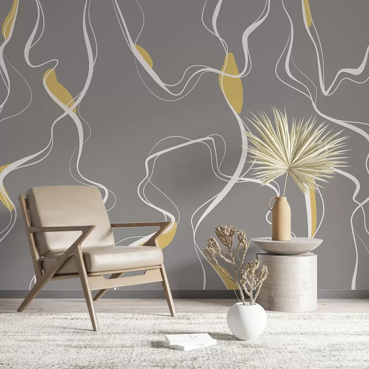 Fotobehang Abstracte lijnen in zacht kleurenschema u99659v1