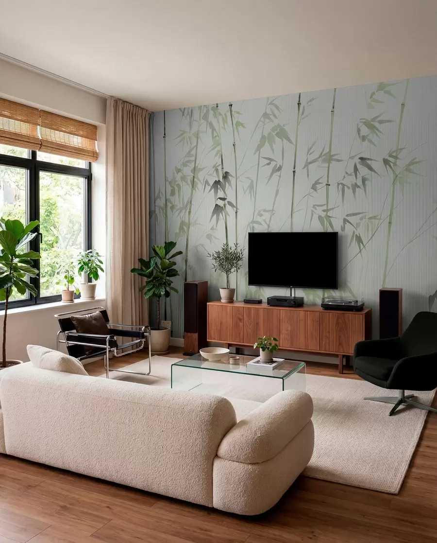 Fotobehang Aquarel bamboe w08390v2