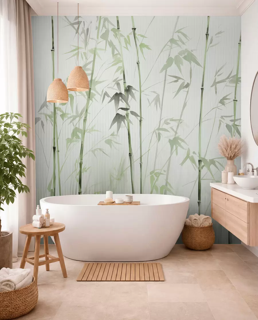 Fotobehang Aquarel bamboe w08390v2