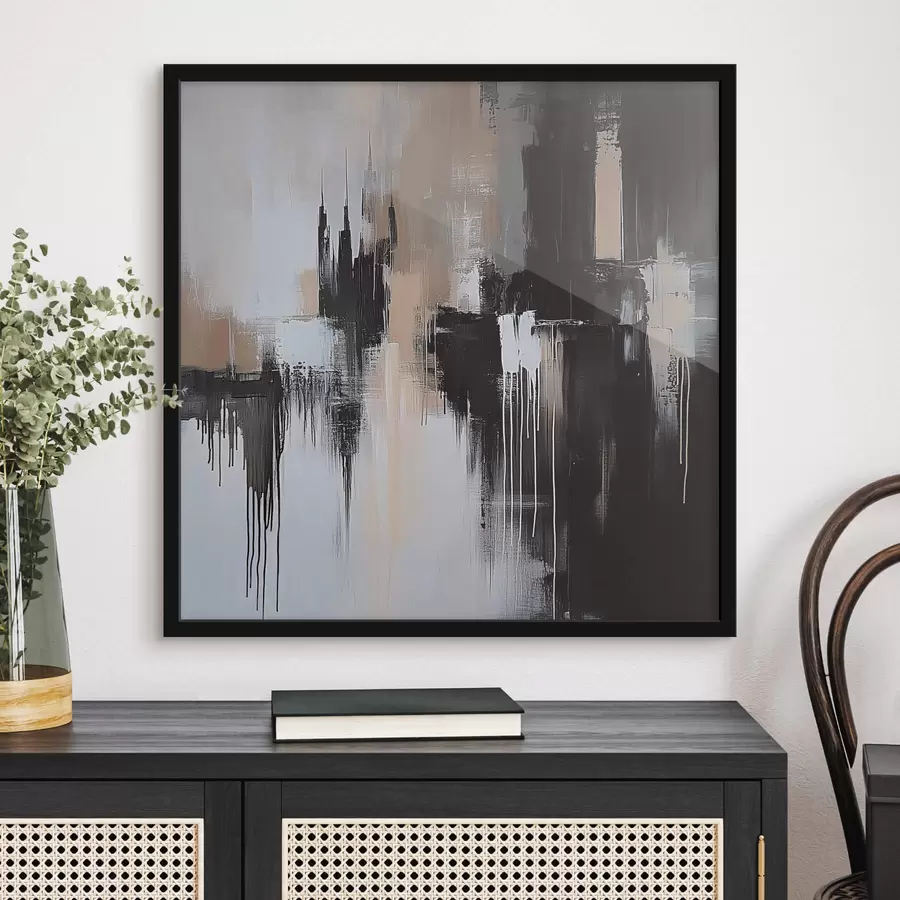 Papier peint photo Abstraction dans les tons noirs et beiges f40794