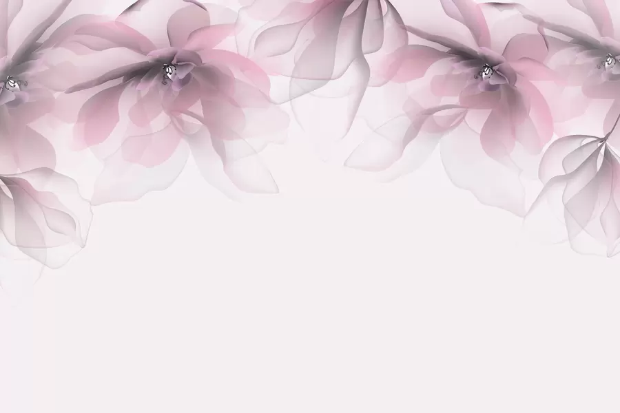 Fotobehang roze doorschijnende grote bloemen bovenop w02093