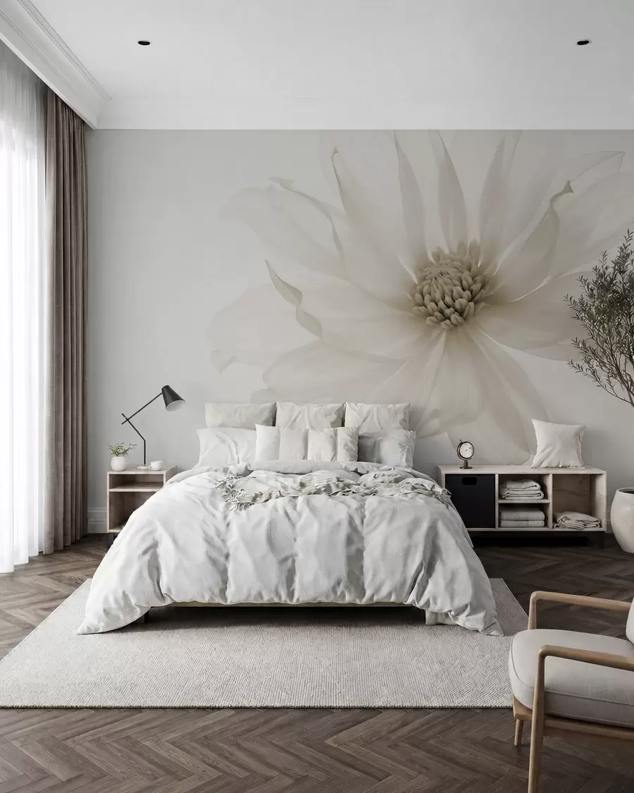 Fotobehang Een bloem in crème w02077v1