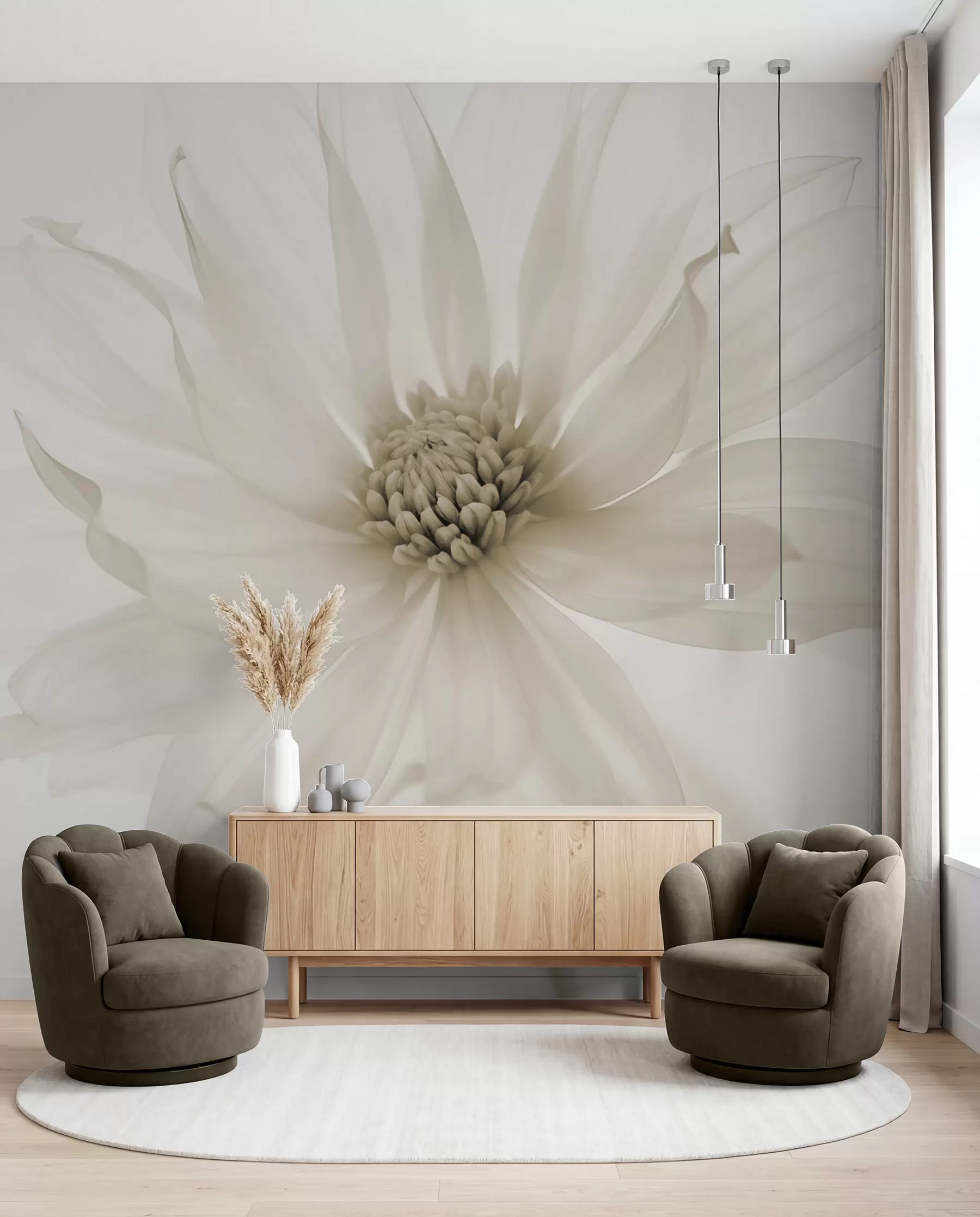 Fotobehang Delicate beige bloem op lichte achtergrond w02077v1