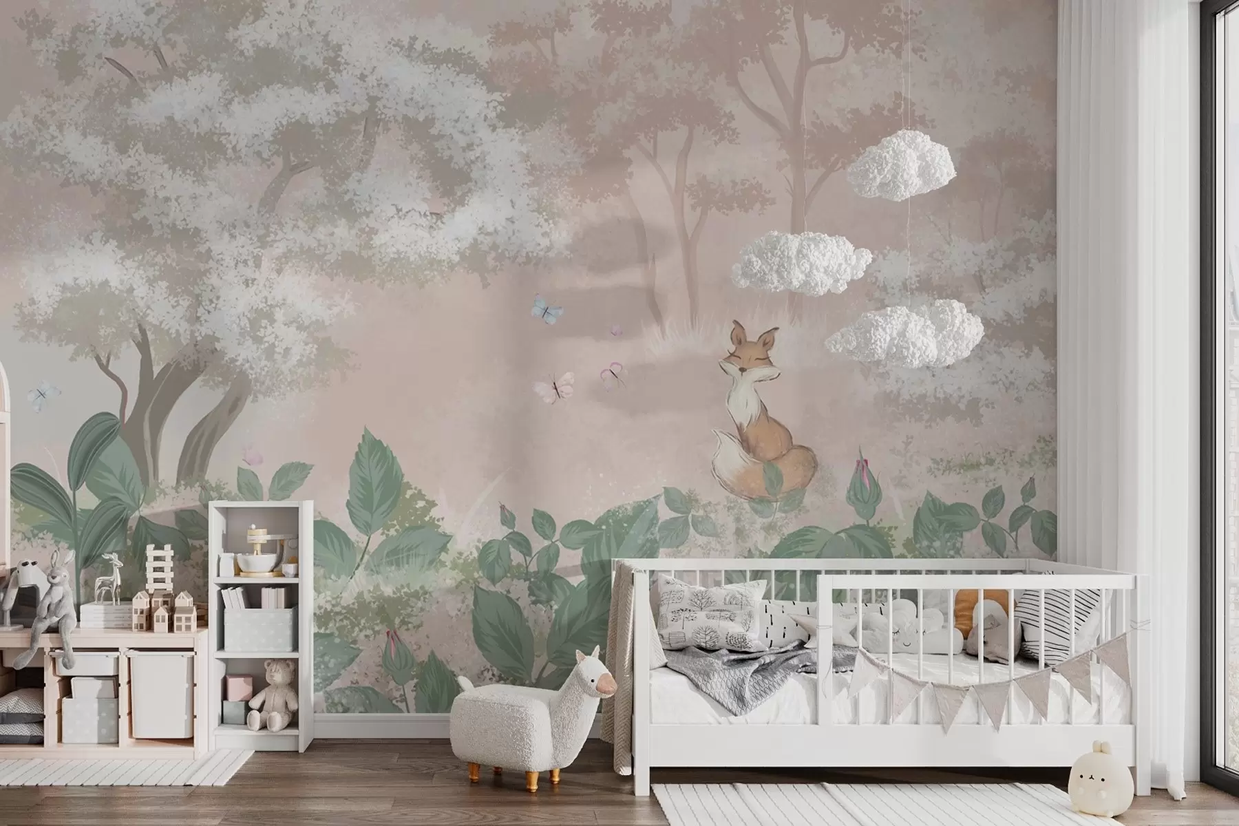 Fotobehang Sprookjesbos met cantharel w02080