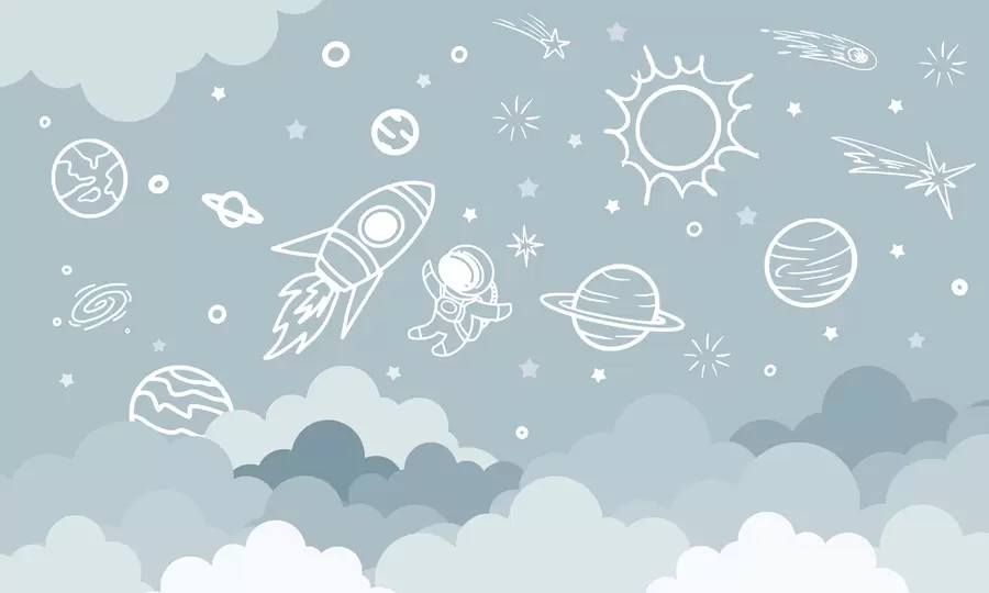 Papier peint photo Planète spatiale et astronaute w02104v1