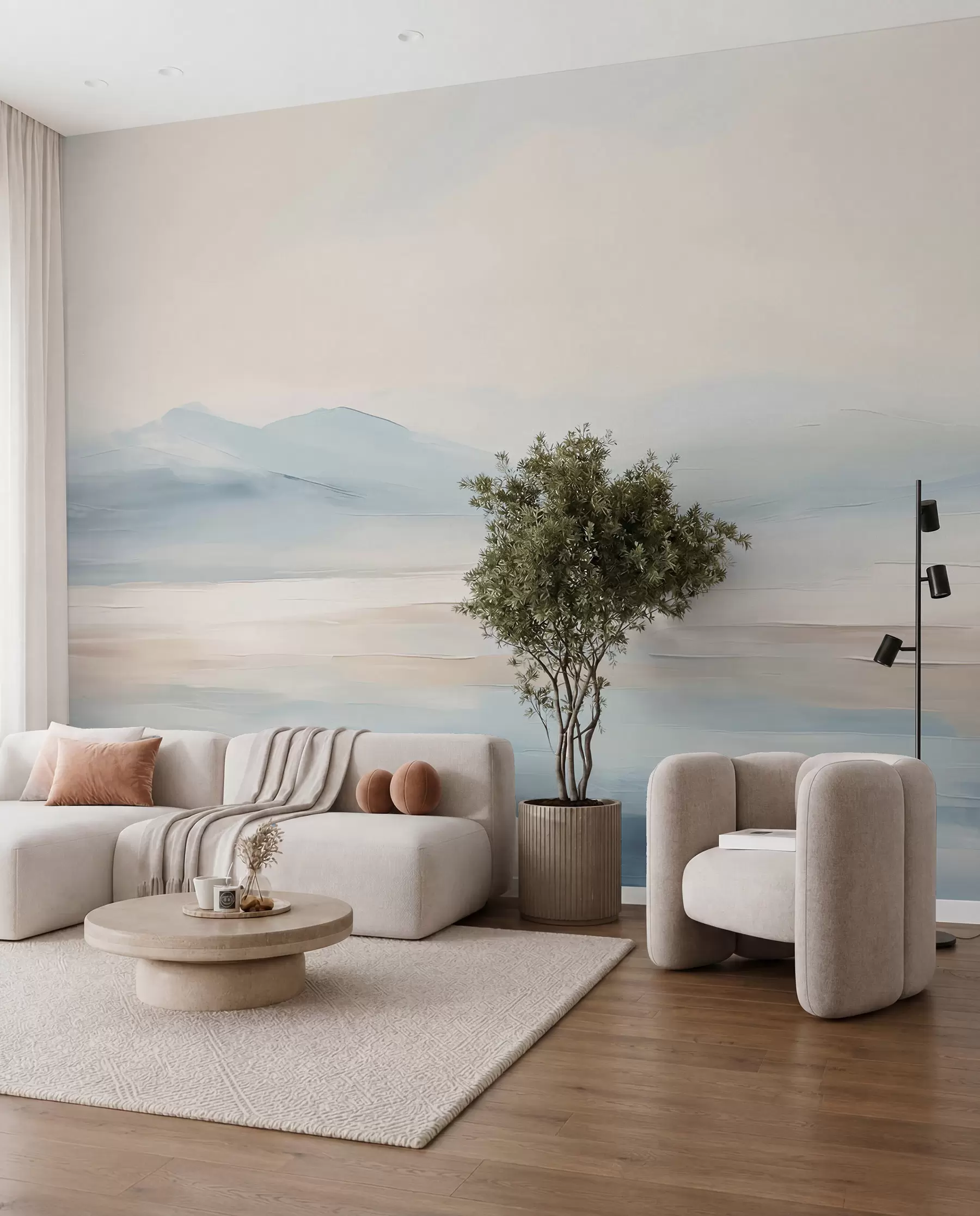 Fotobehang Geschilderd aquarel landschap w02113