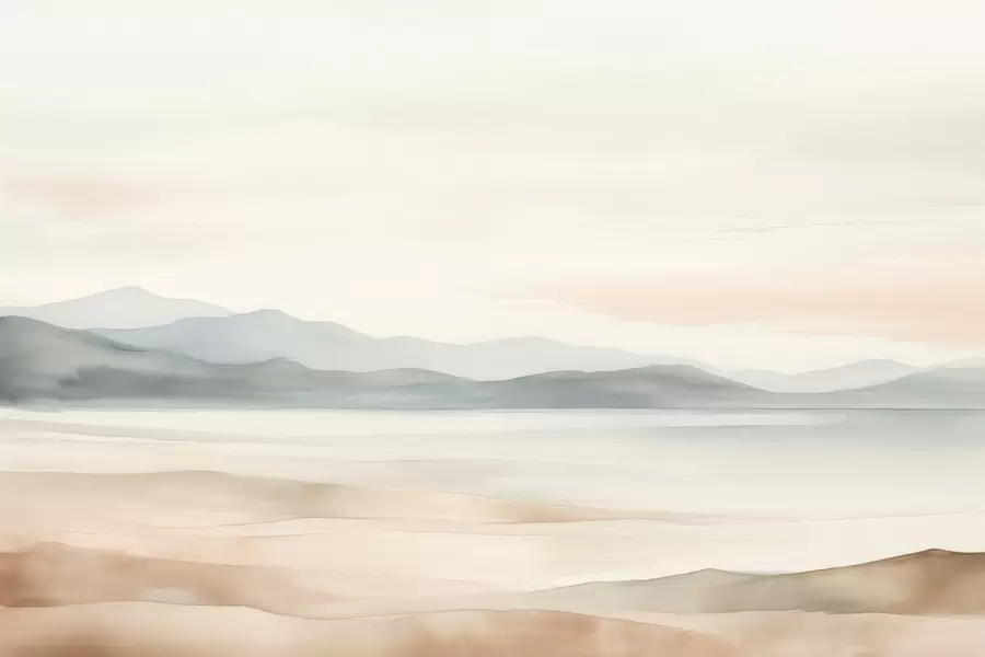 Fotobehang Geschilderd aquarel landschap w02117