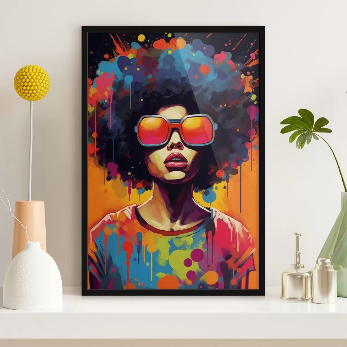 Poster Helder afro-portret in de stijl van pop-art f41490