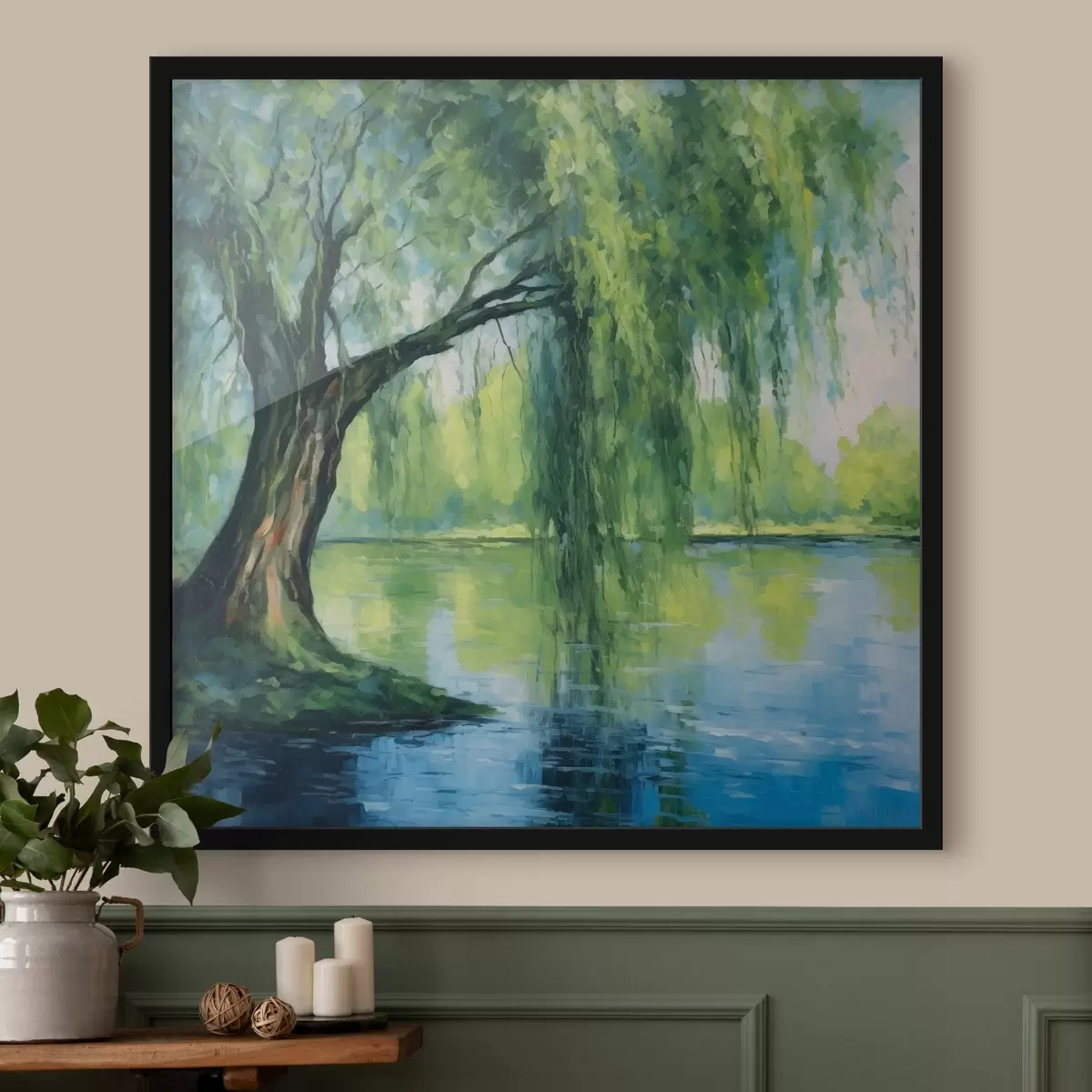 Poster Wilg over de rivier f41493