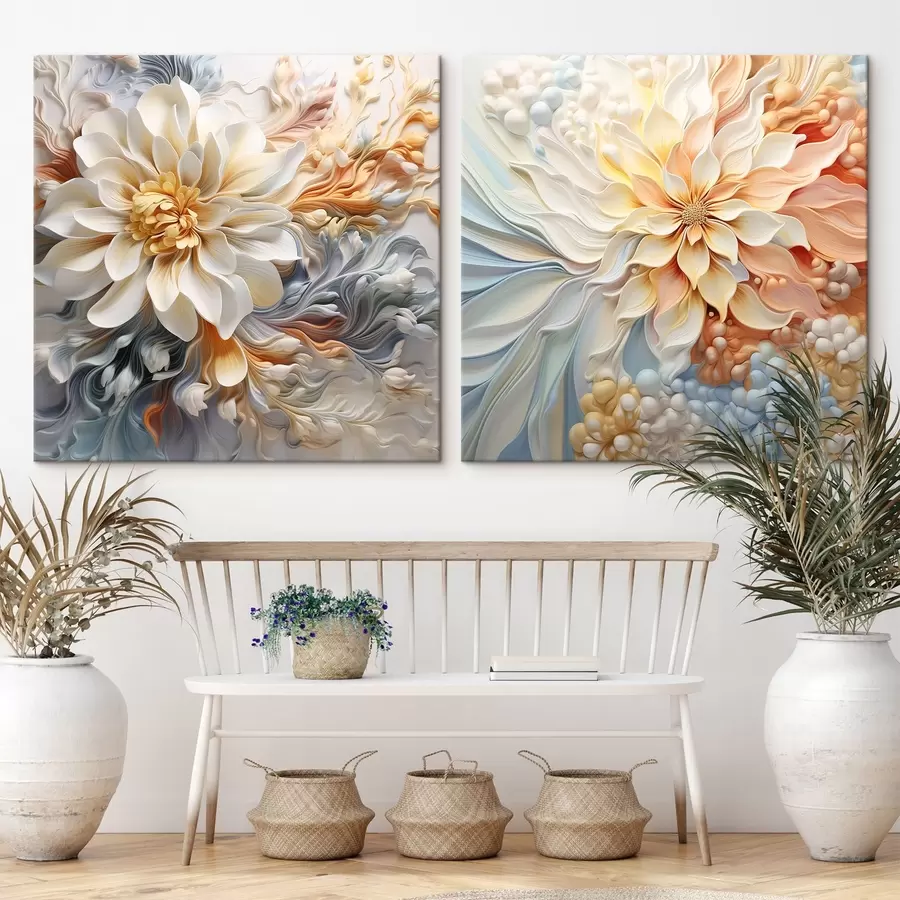  Schilderijen Volumetrische abstracte bloemen m00379