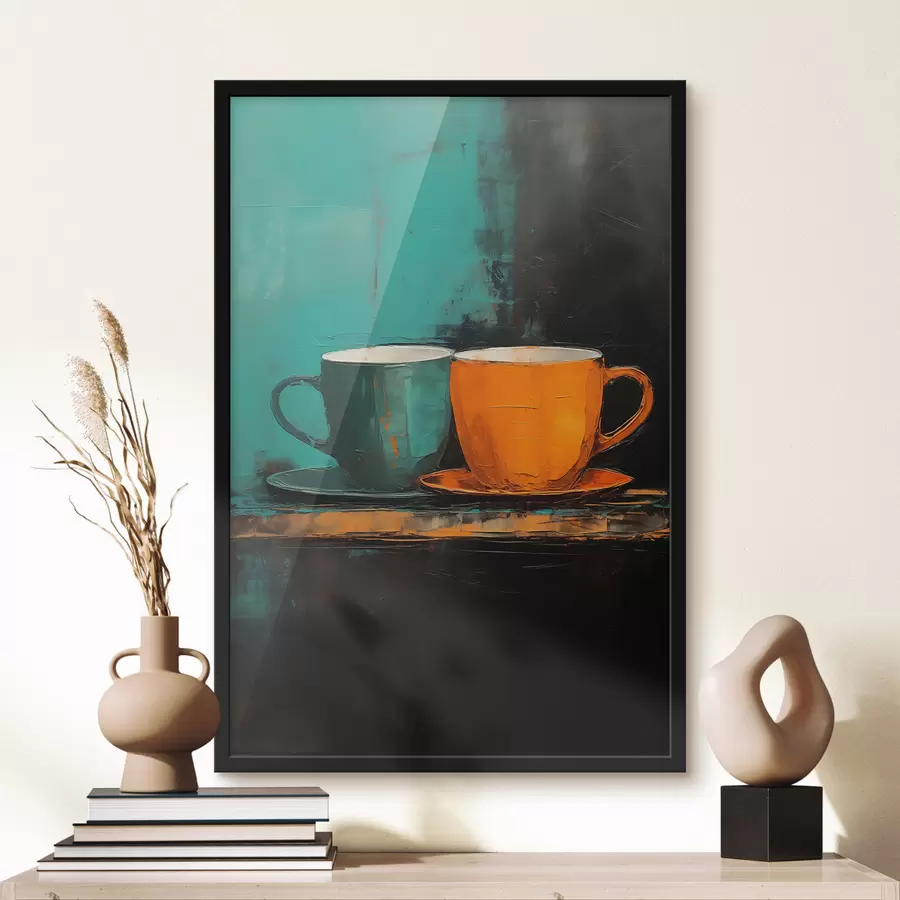 Fotobehang Boter twee kopjes koffie op tafel f41542