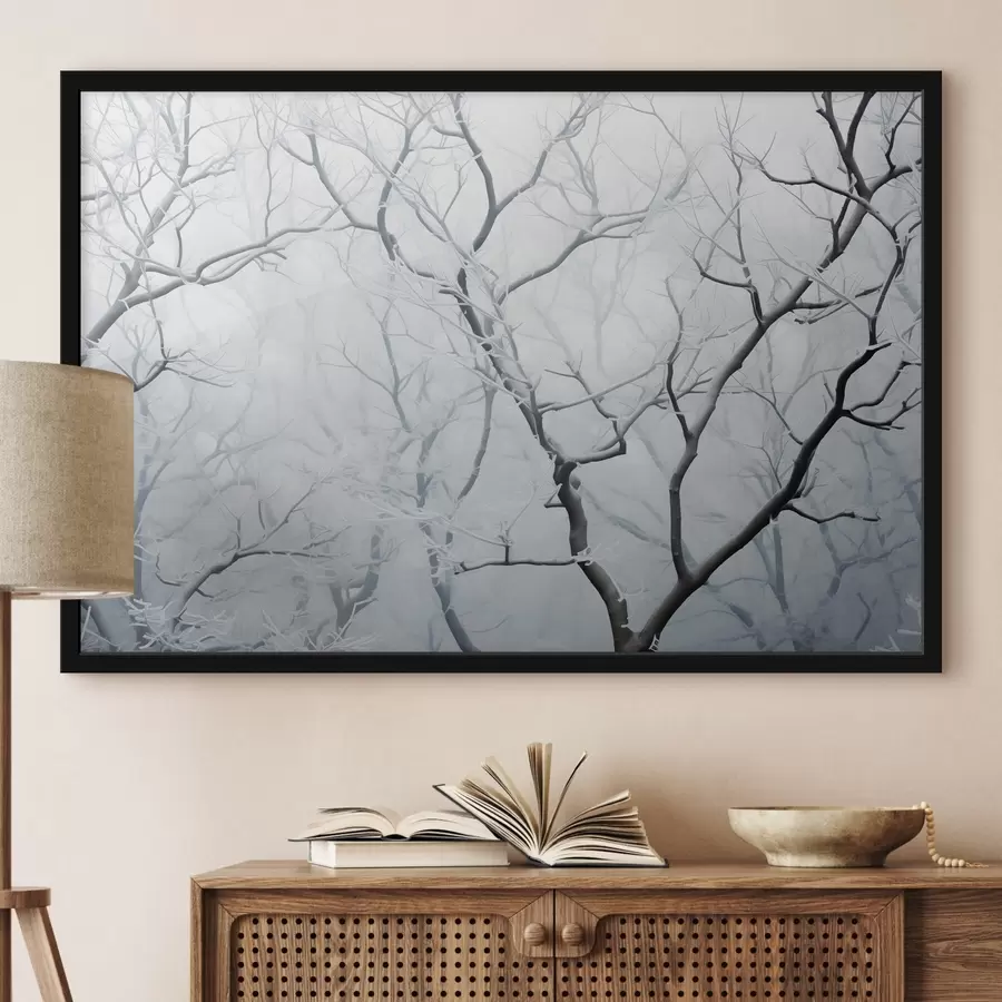 Fotobehang Boomtakken in de vorst, minimalisme f41469