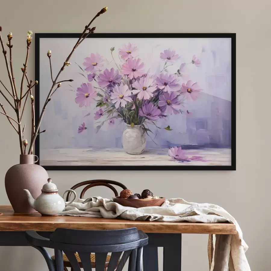 Papier peint photo Délicates fleurs violettes dans un vase f41475