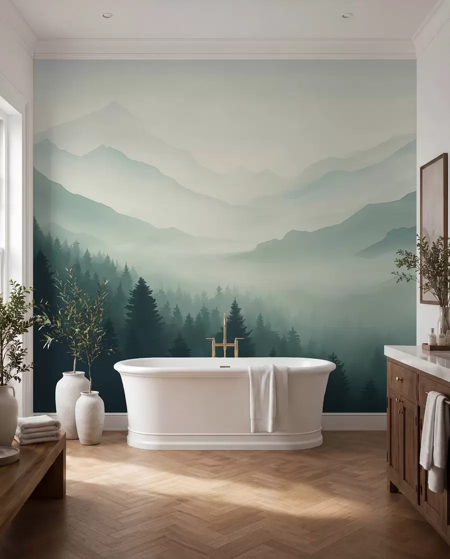 Fotobehang Bos en bergen w02186