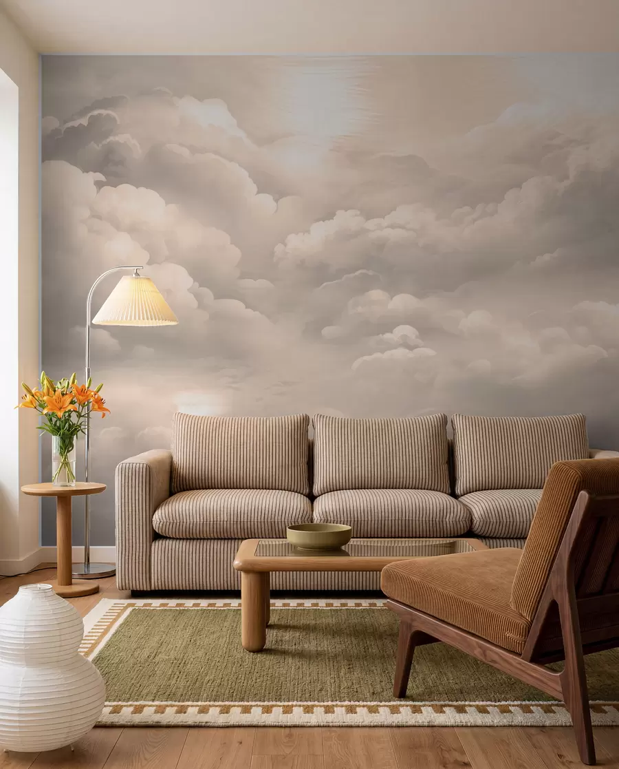 Fotobehang Wolken in sepiakleur w02189