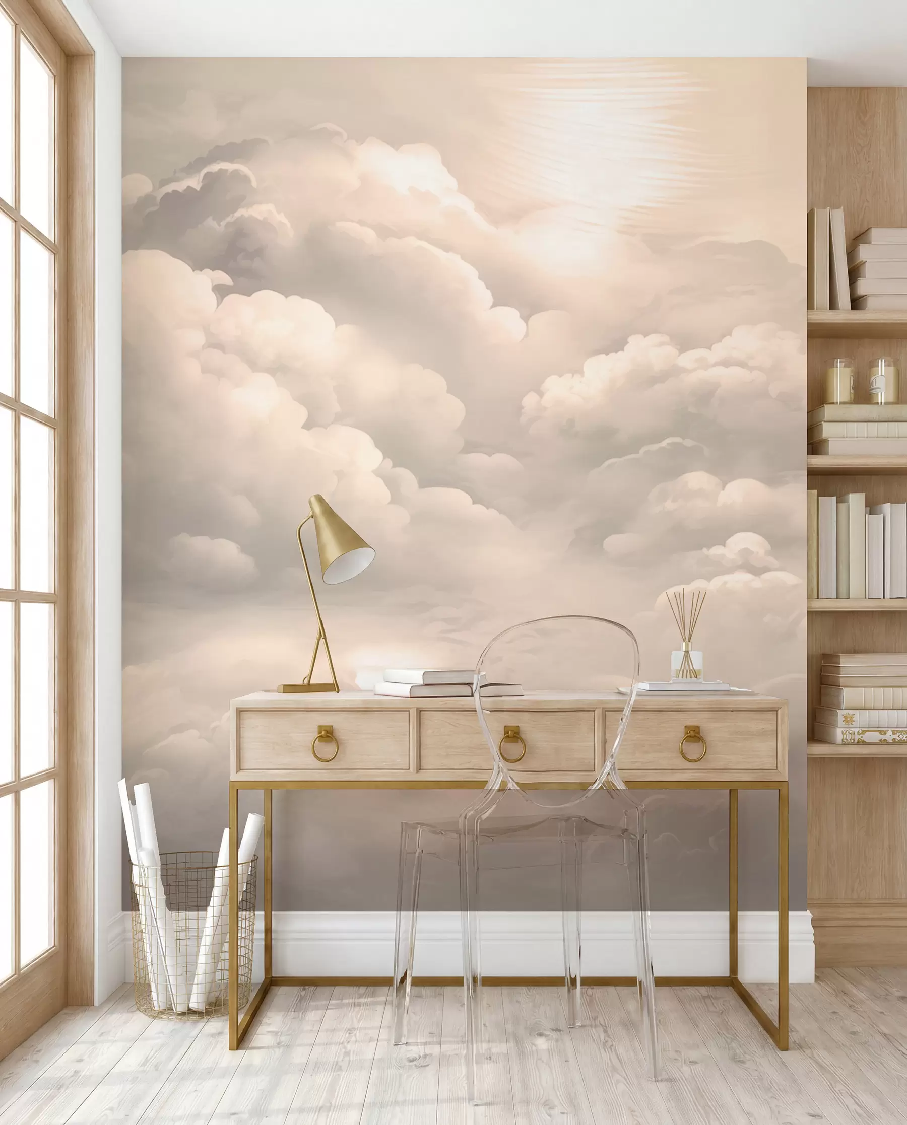 Fotobehang Wolken in sepiakleur w02189