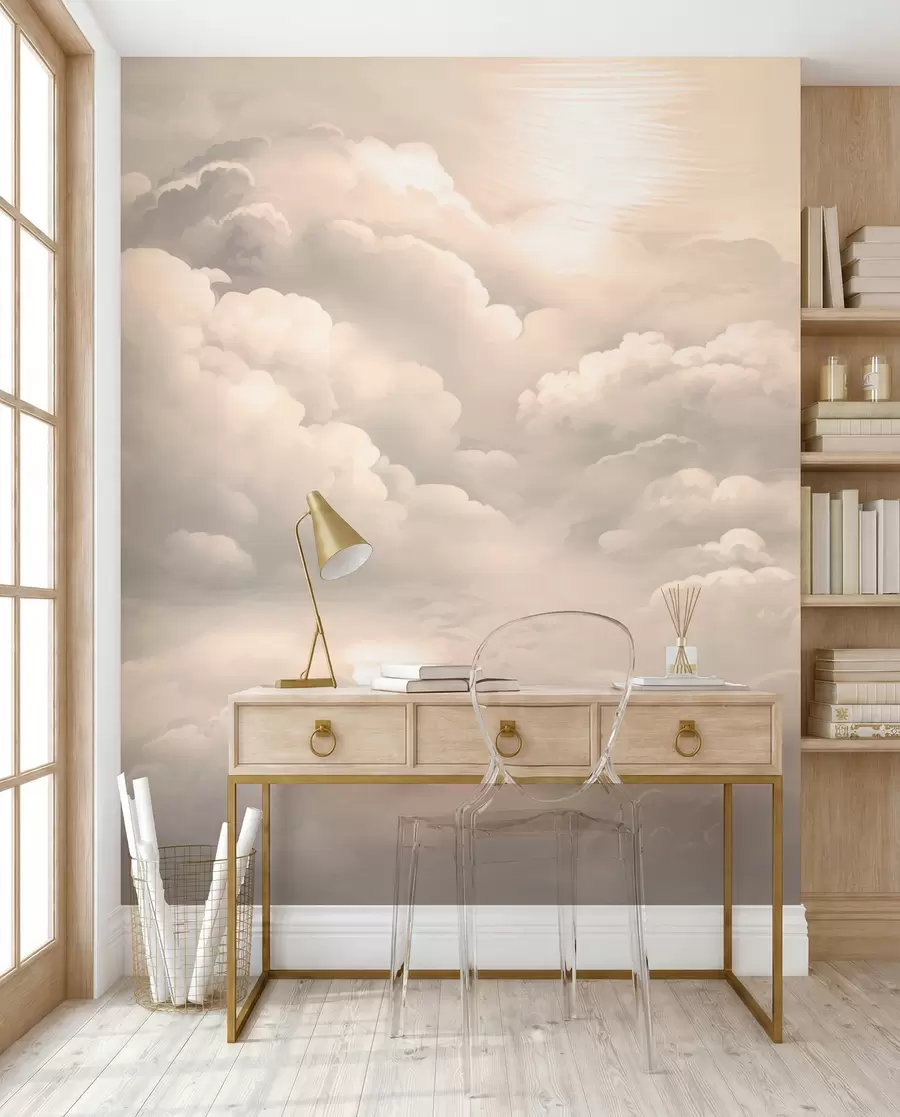 Fotobehang Wolken in sepiakleur w02189