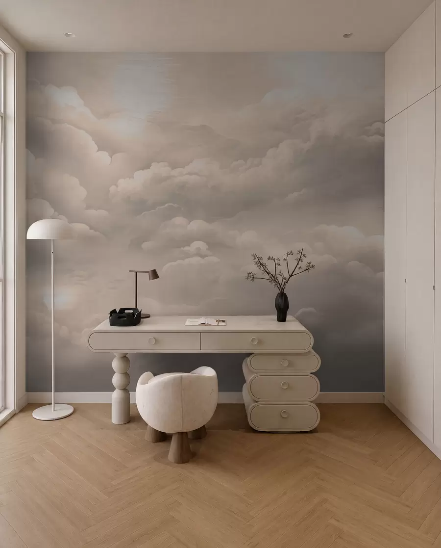 Fotobehang Wolken in sepiakleur w02189