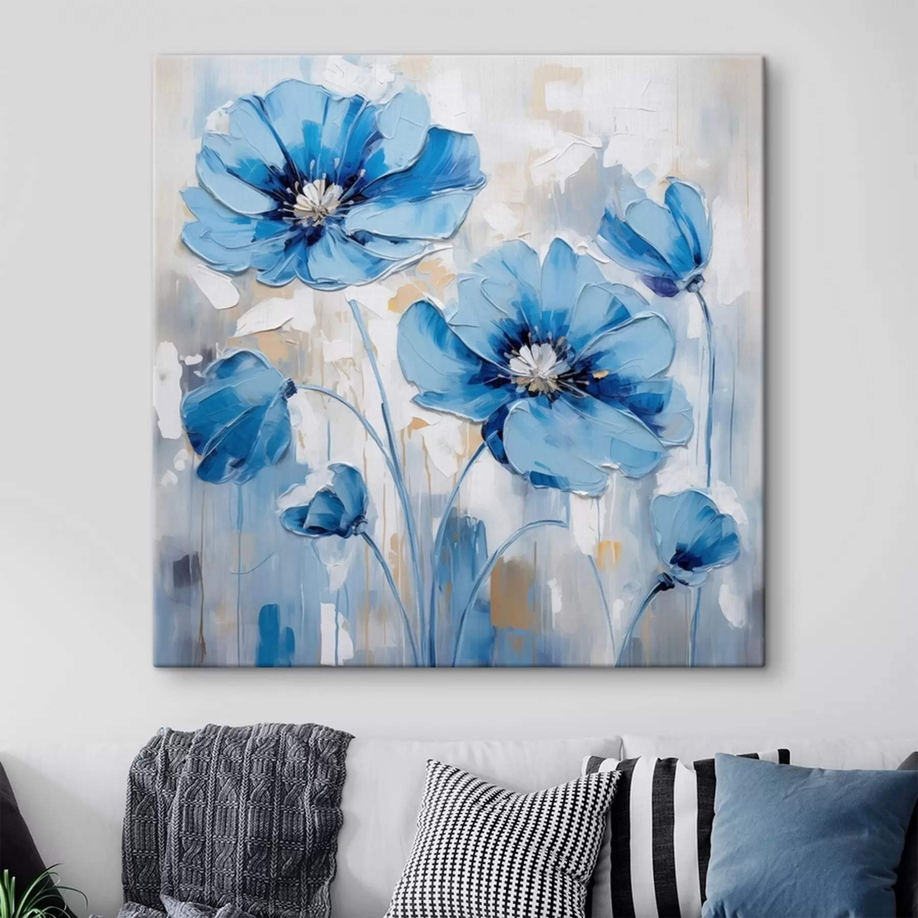 Fotobehang Blauwe geverfde bloemen s41597