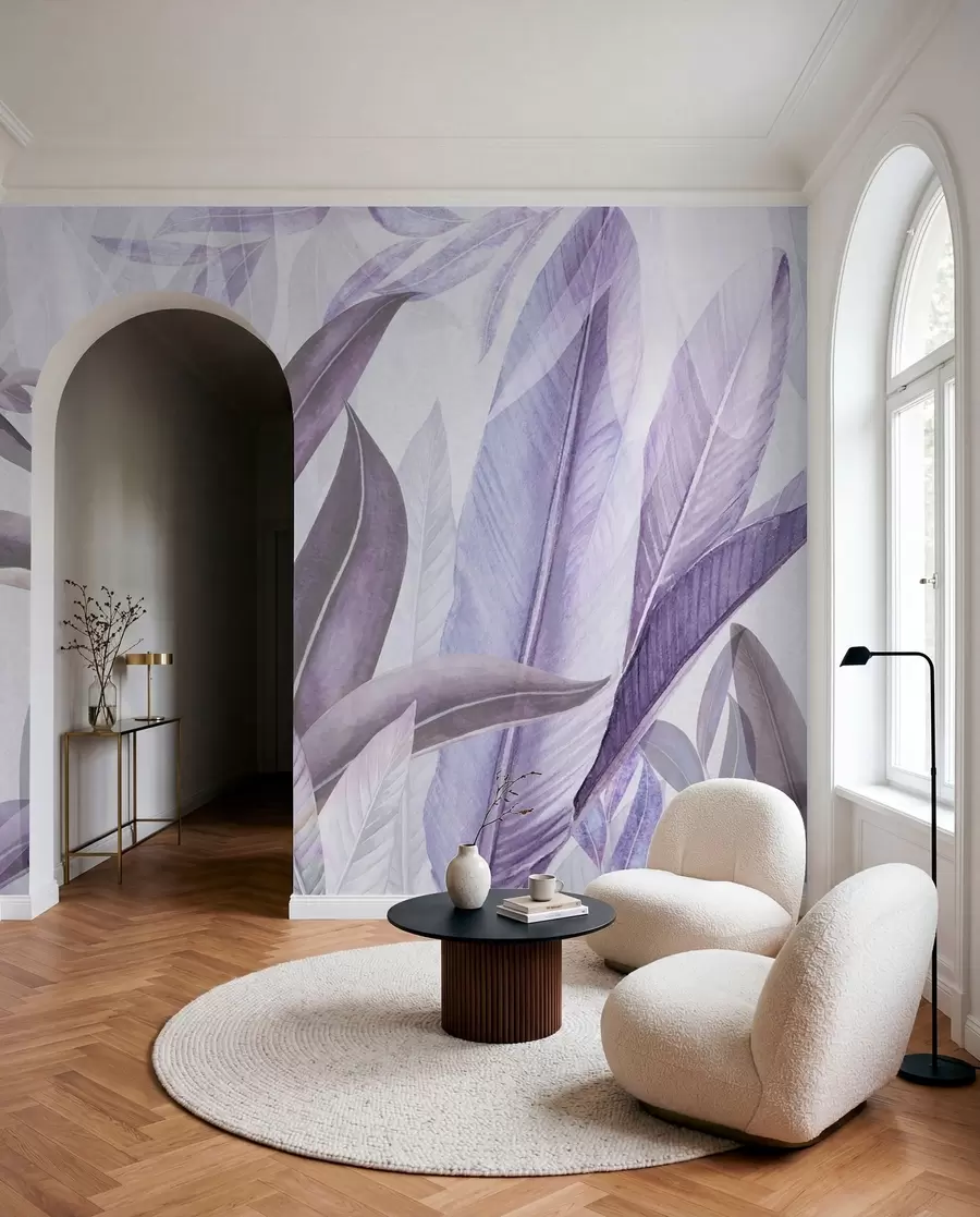 Fotobehang Elegante bladeren in zachte tinten u94302v2
