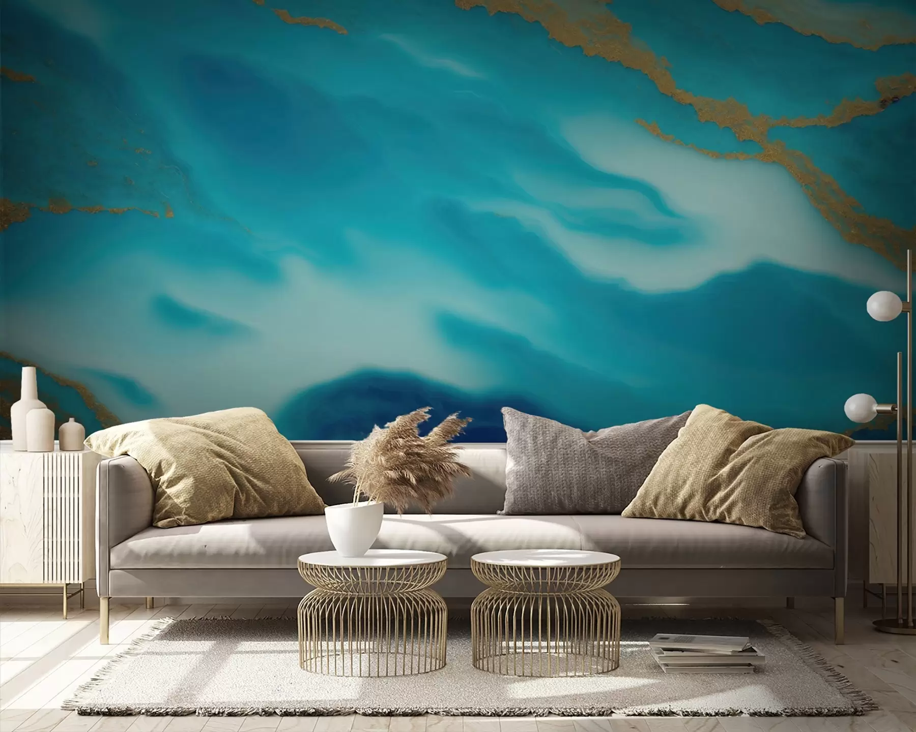 Fotobehang Serene golven van blauw en beige u94110