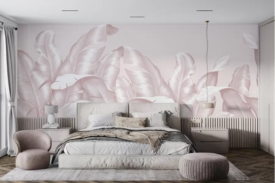 Fotobehang Elegante bladeren in zachte tinten w00019v4