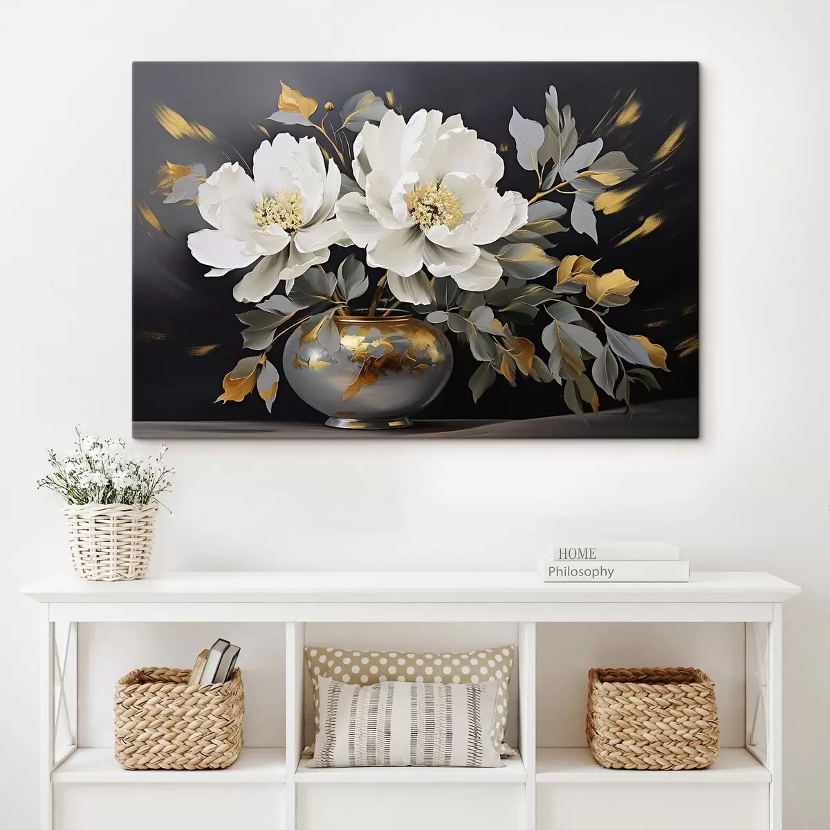  Peintures Délicates pivoines blanches dans un vase s41568