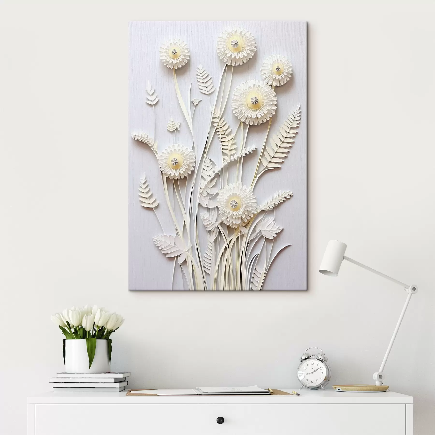 Fotobehang Lichte bloemen op een witte achtergrond s41571
