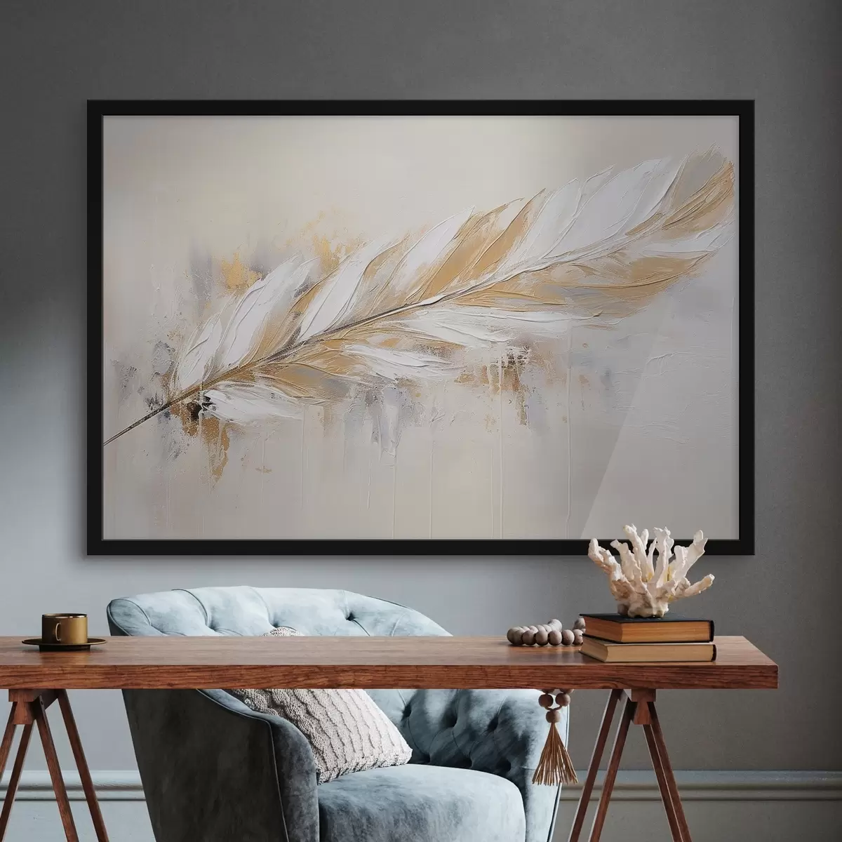 Poster Delicate veer op een lichte achtergrond f41559