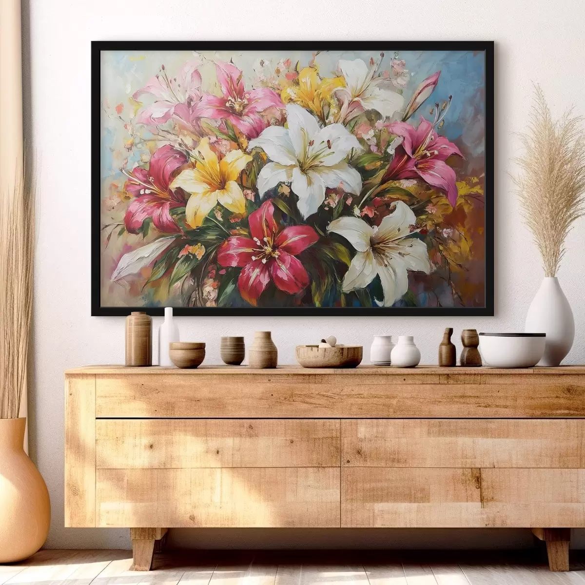 Affiche un bouquet de lys colorés f41634