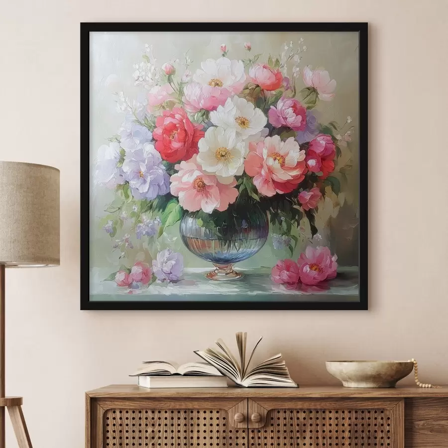 Papier peint photo un bouquet de fleurs délicates dans un vase f41635