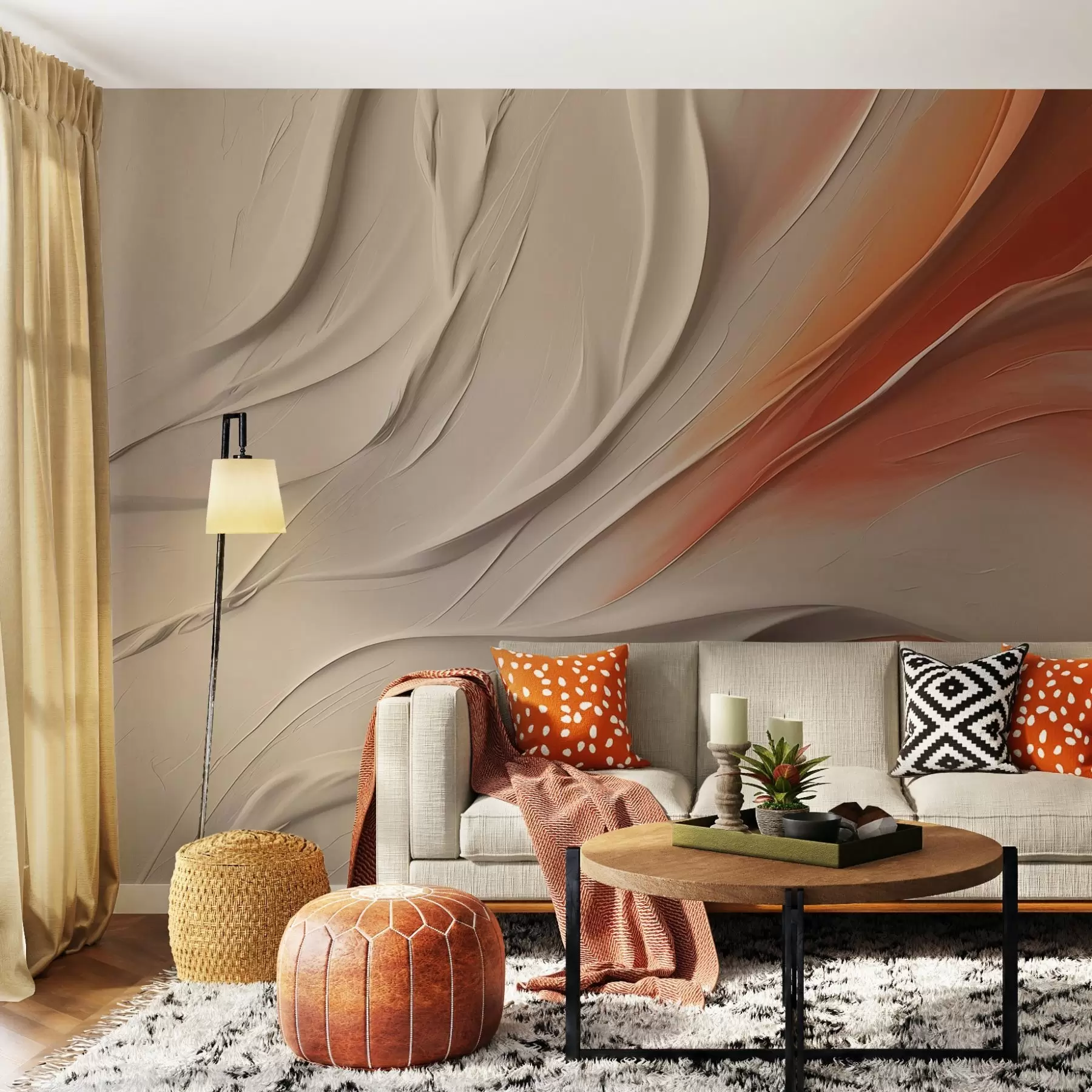 Fotobehang Abstracte achtergrond, beige, rode, oranje schaduw w02231