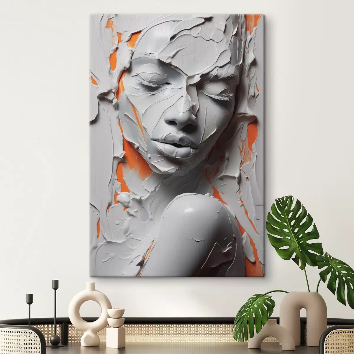  Peintures Portrait d'une jeune fille en peinture blanche imitation de traits s41657