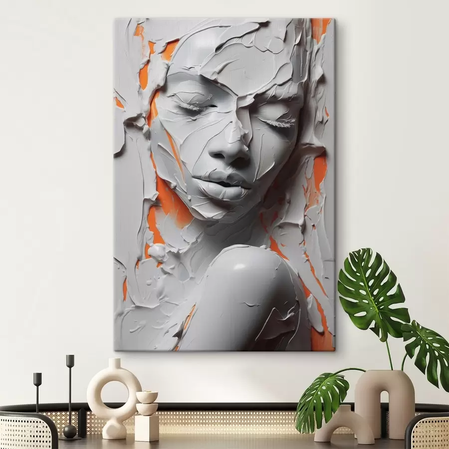  Peintures Portrait d'une jeune fille en peinture blanche imitation de traits s41657