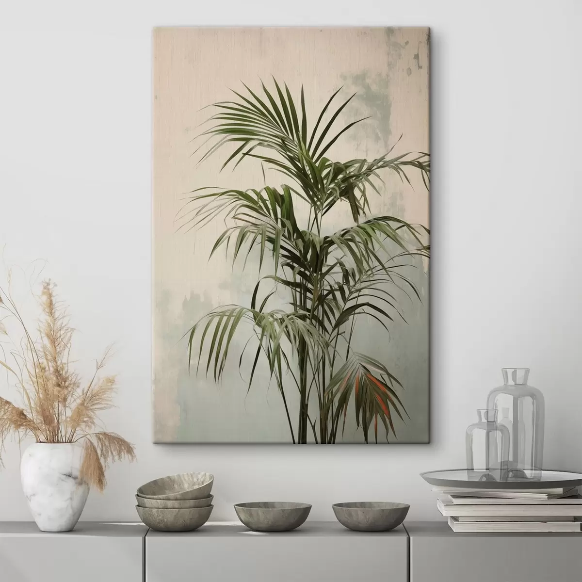  Peintures Branches de palmier contre un mur défraîchi s41660