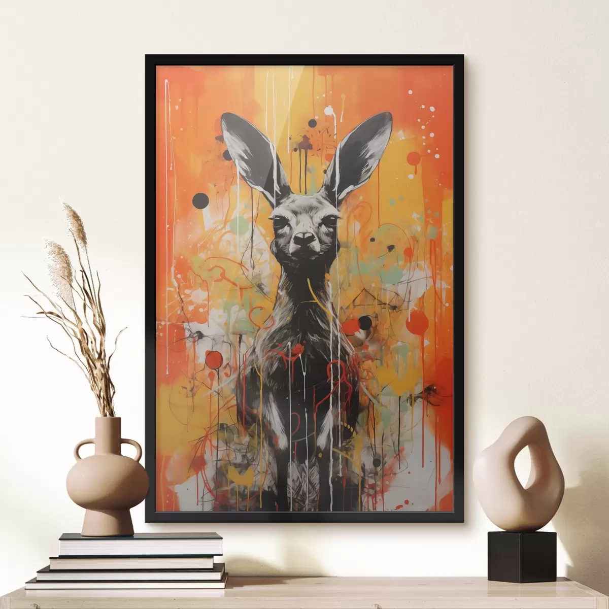 Affiche Kangourou sur fond abstrait lumineux f41656