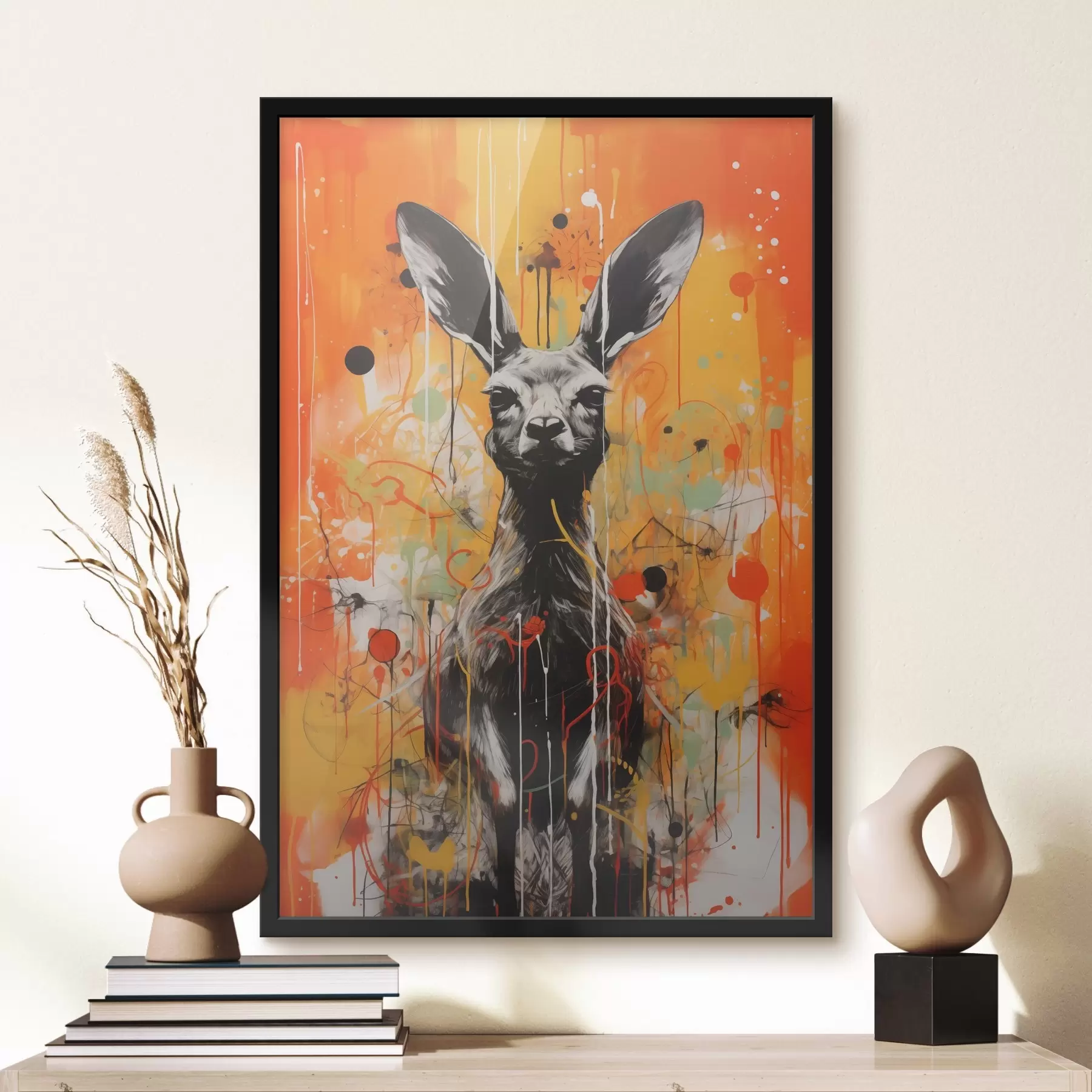  Peintures Kangourou sur fond abstrait lumineux f41656