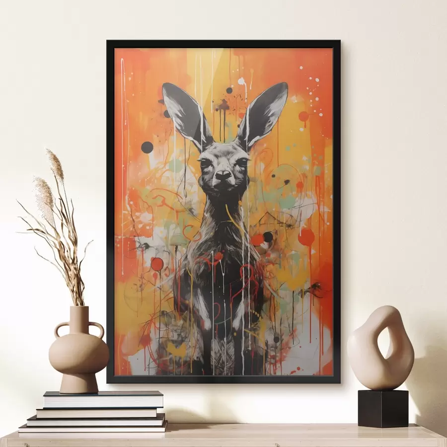 Papier peint photo Kangourou sur fond abstrait lumineux f41656