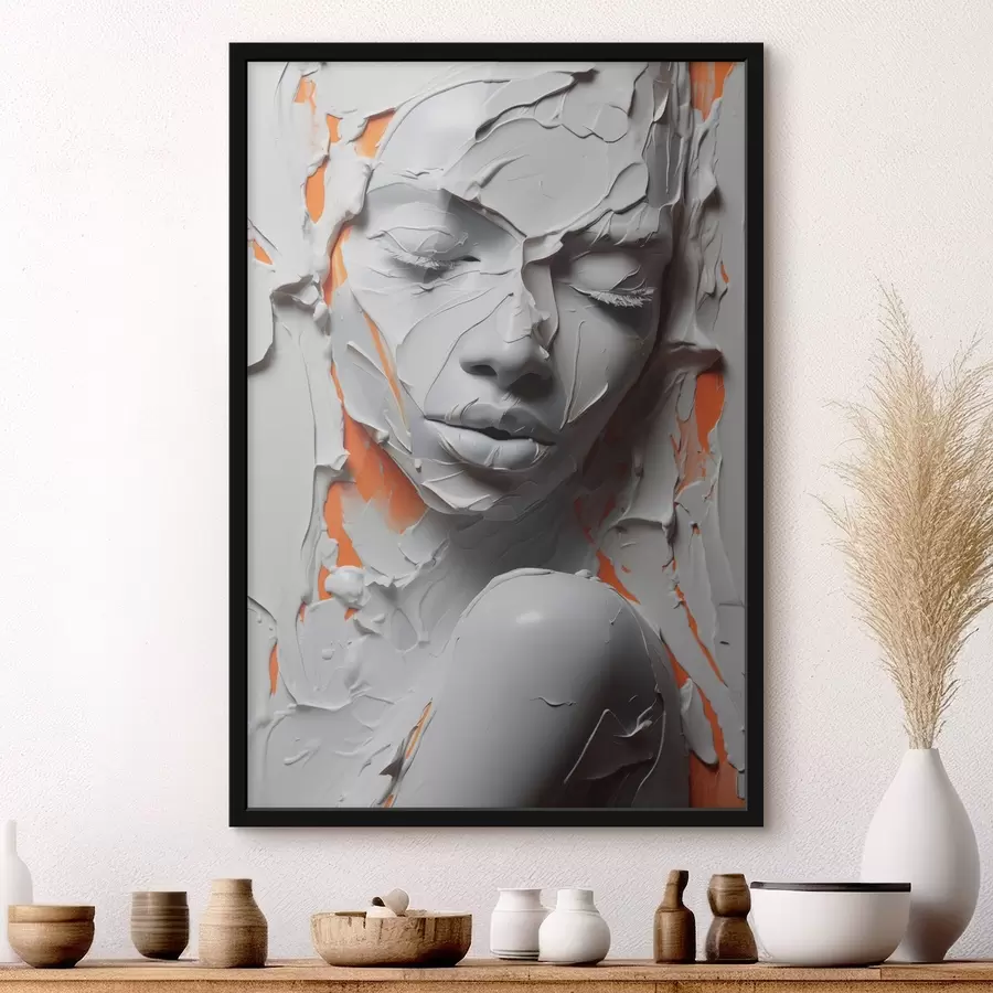 Fotobehang Portret van een meisje in witte verf imitatie van streken f41657