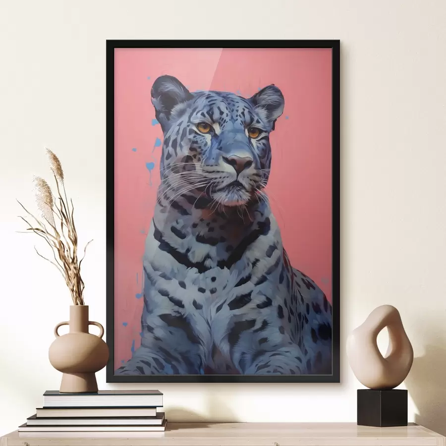 Papier peint photo Tigre bleu sur fond rose f41658